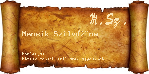 Mensik Szilvána névjegykártya